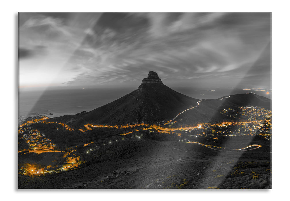 Pixxprint Kapstadts Löwenkopf, Glasbild