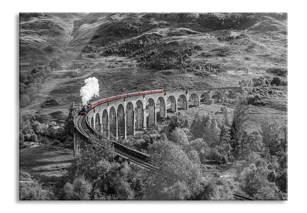 Pixxprint Eisenbahnviadukt in Schottland, Glasbild