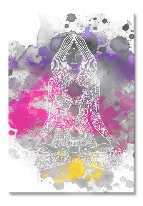 Pixxprint Lotushaltung Yoga, Glasbild