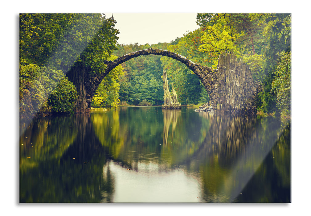 Pixxprint Rakotz-Brücke Kromlau Reflexion, Glasbild