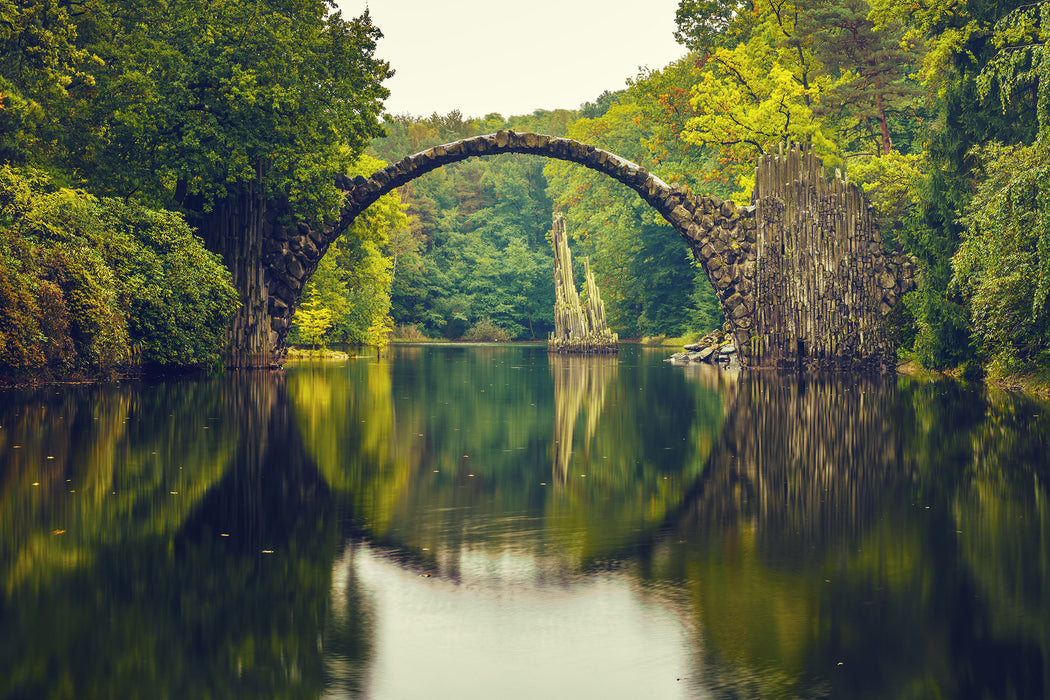 Rakotz-Brücke Kromlau Reflexion, Glasbild