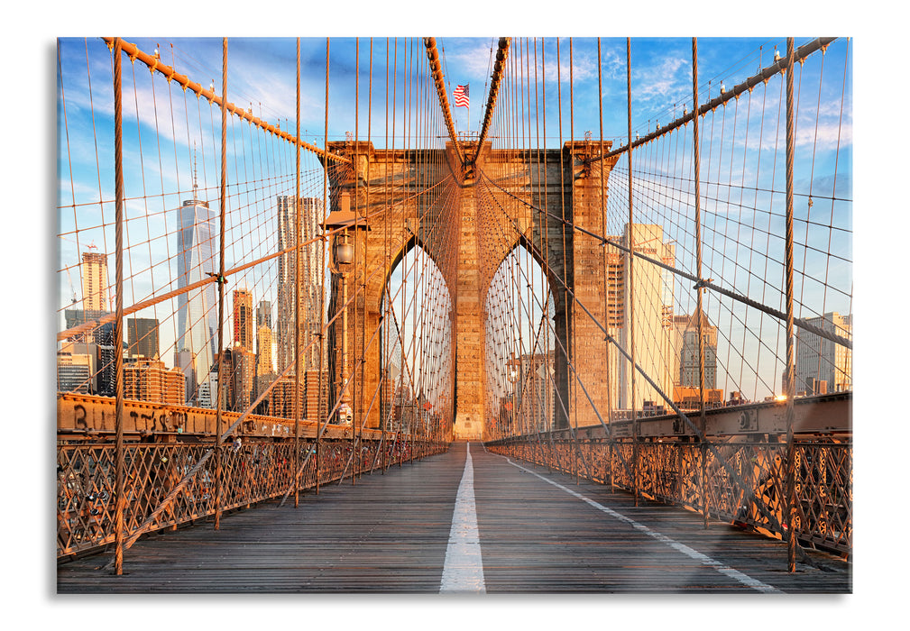Pixxprint Leere Brooklyn Bridge in New York City, Glasbild