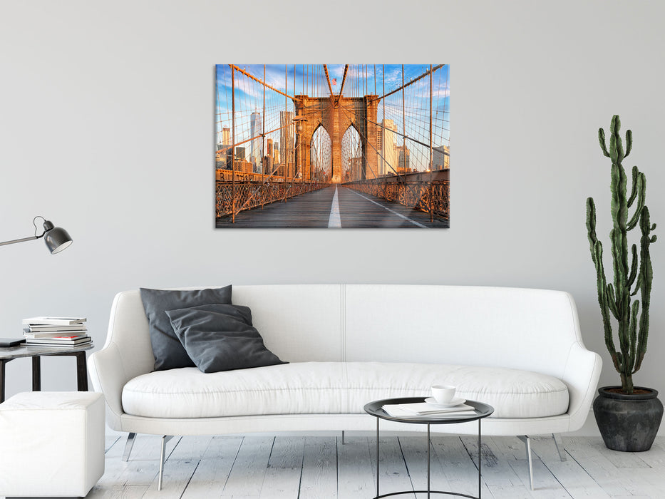 Leere Brooklyn Bridge in New York City, Glasbild