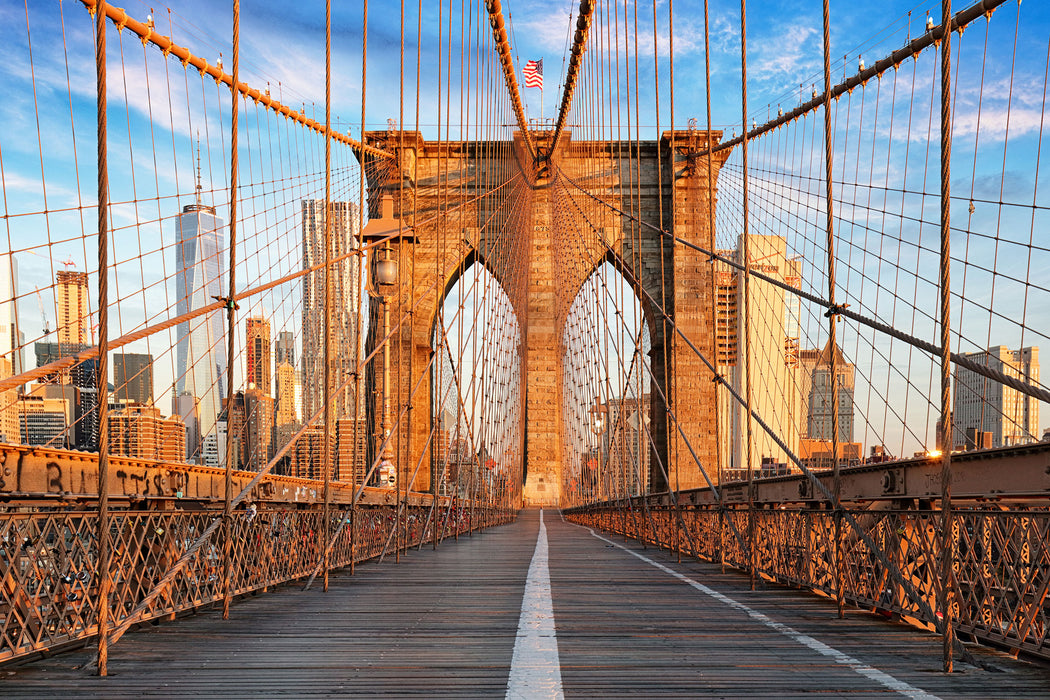 Leere Brooklyn Bridge in New York City, Glasbild