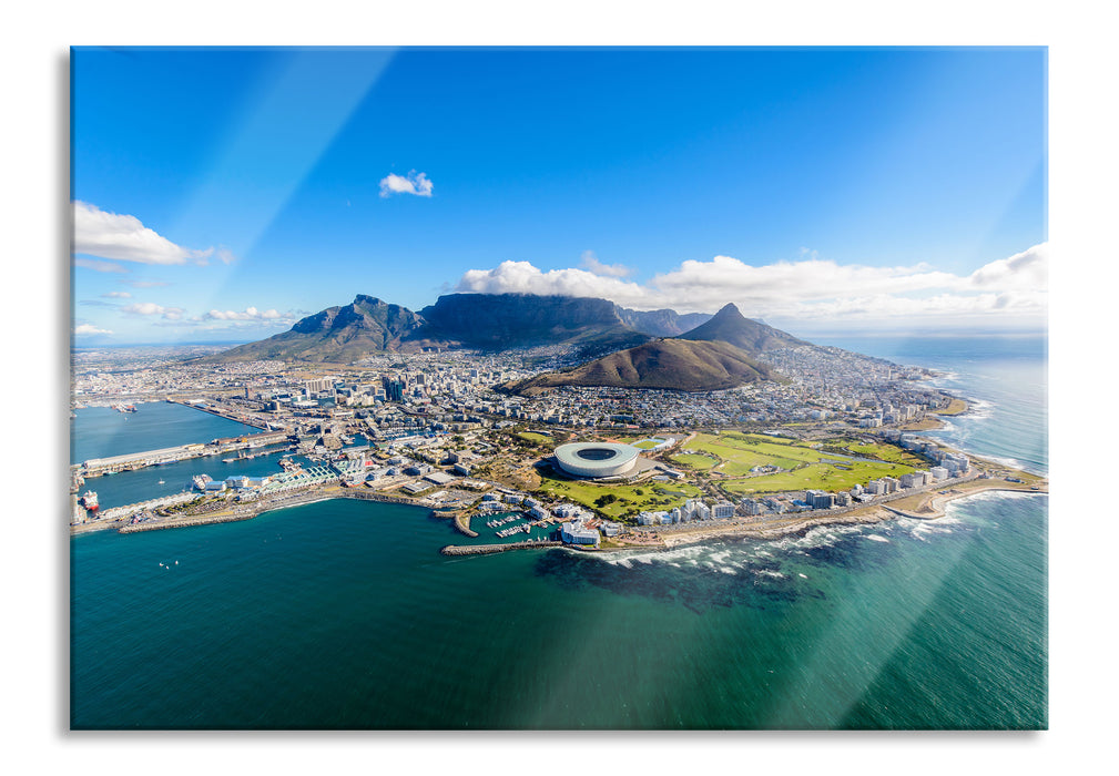 Luftaufnahme von Kapstadt, Glasbild