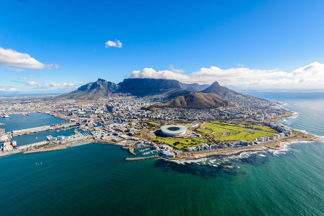 Luftaufnahme von Kapstadt, Glasbild