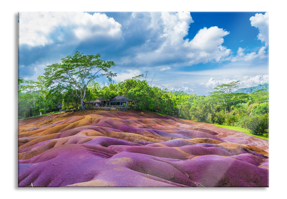 Siebenfarbige Erde bei Chamarel auf Mauritius, Glasbild