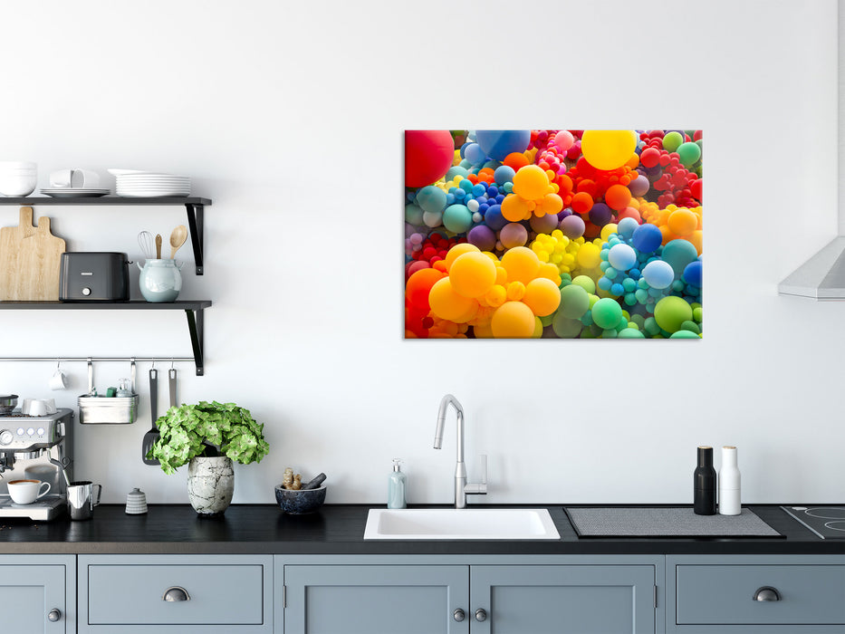 Hunderte bunte Luftballons, Glasbild