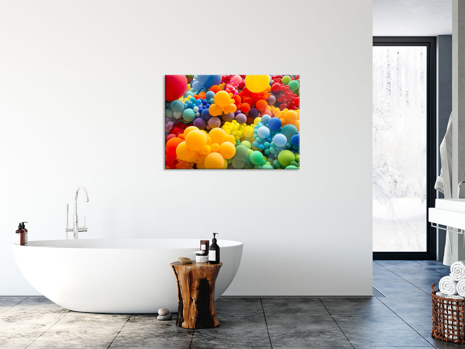 Hunderte bunte Luftballons, Glasbild