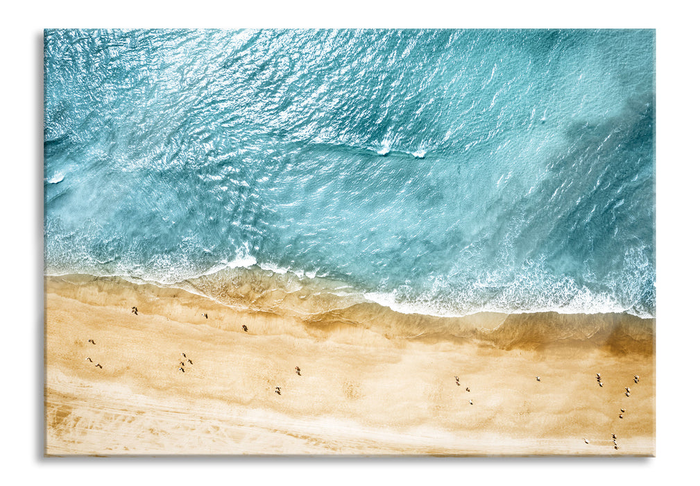 Luftaufnahme von türkisem Meer am Strand, Glasbild