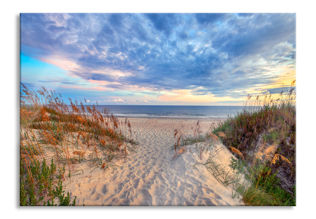 Pixxprint Düneneingang mit Meerblick, Glasbild