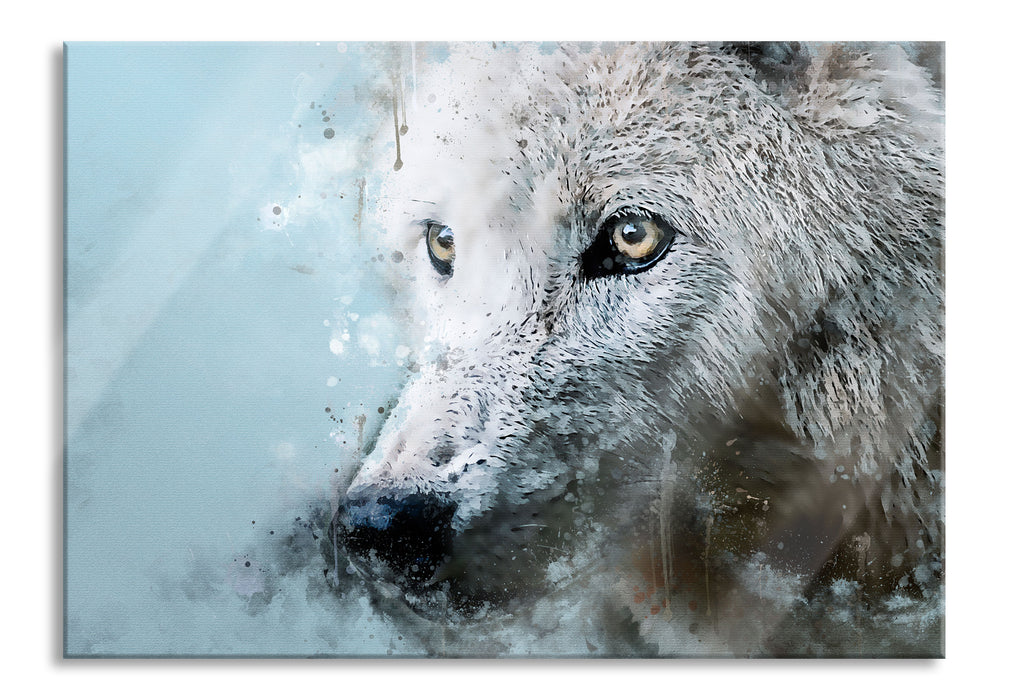 Pixxprint Dreckiger Wolf Nahaufnahme, Glasbild