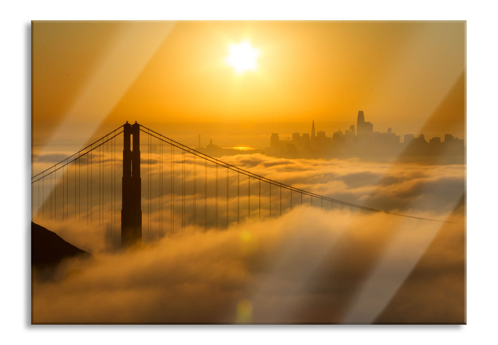 Golden Gate Bridge im Sonnenaufgang, Glasbild