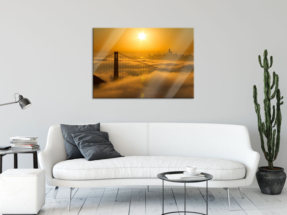 Golden Gate Bridge im Sonnenaufgang, Glasbild