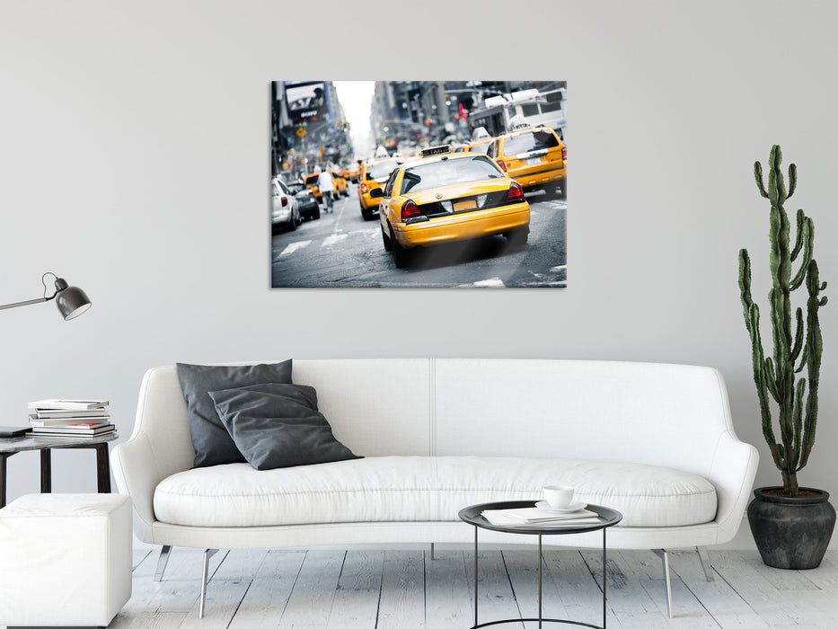 Gelbe Taxis am Times Square in New York, Glasbild