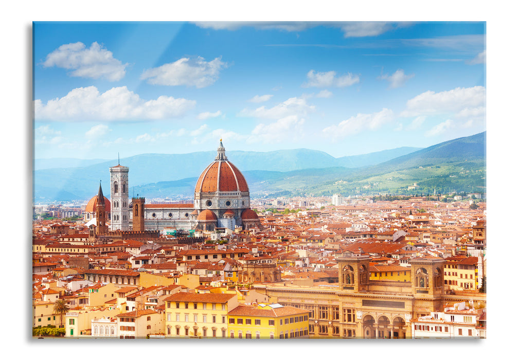 Pixxprint Panoramablick über die Dächer von Florenz, Glasbild