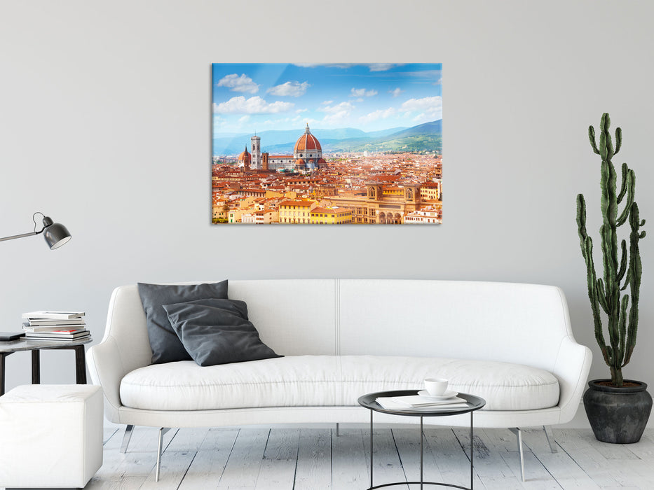 Panoramablick über die Dächer von Florenz, Glasbild