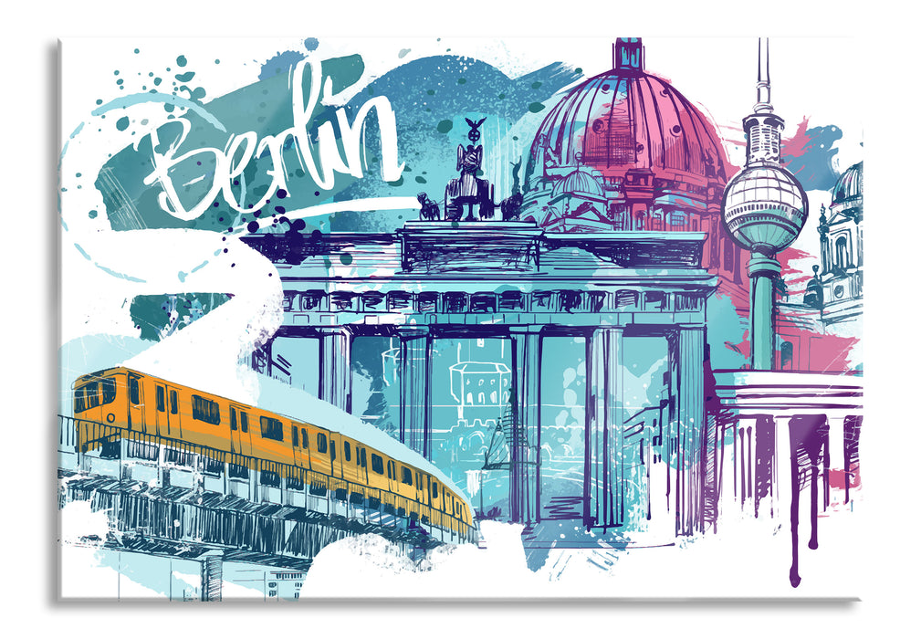 Pixxprint Berlin und seine Wahrzeichen Abstrakt, Glasbild
