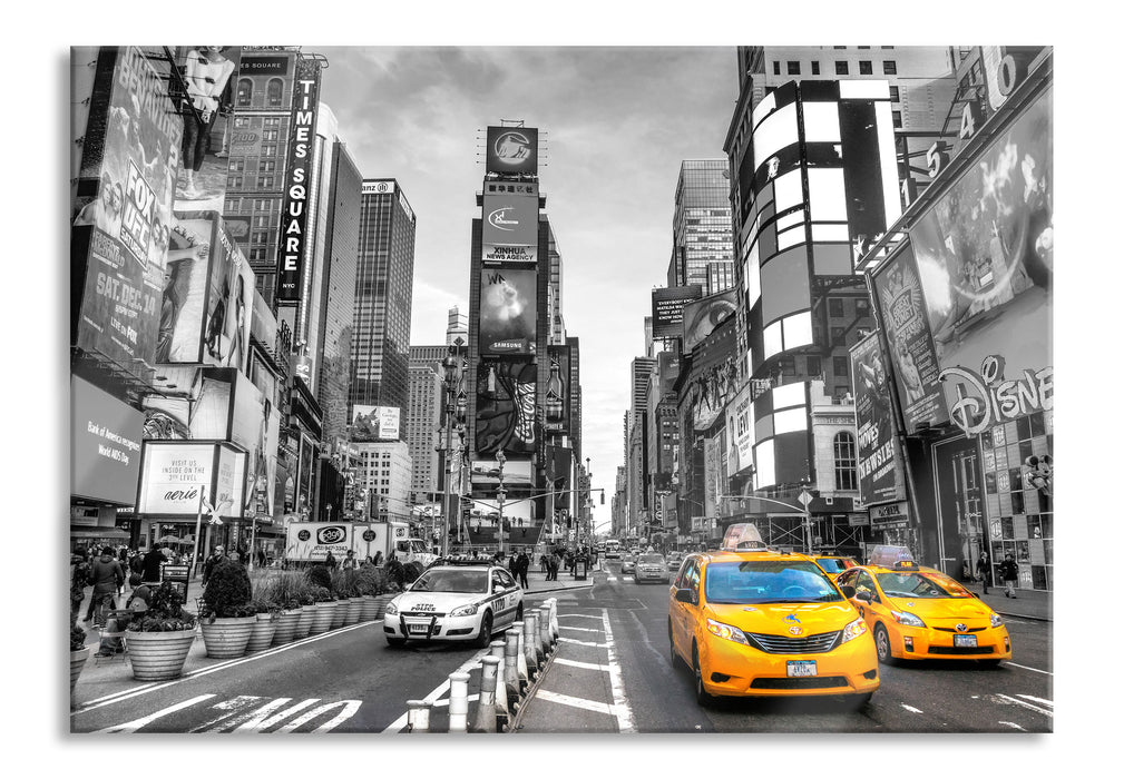 Times Square in new York City B&W Detail, Glasbild