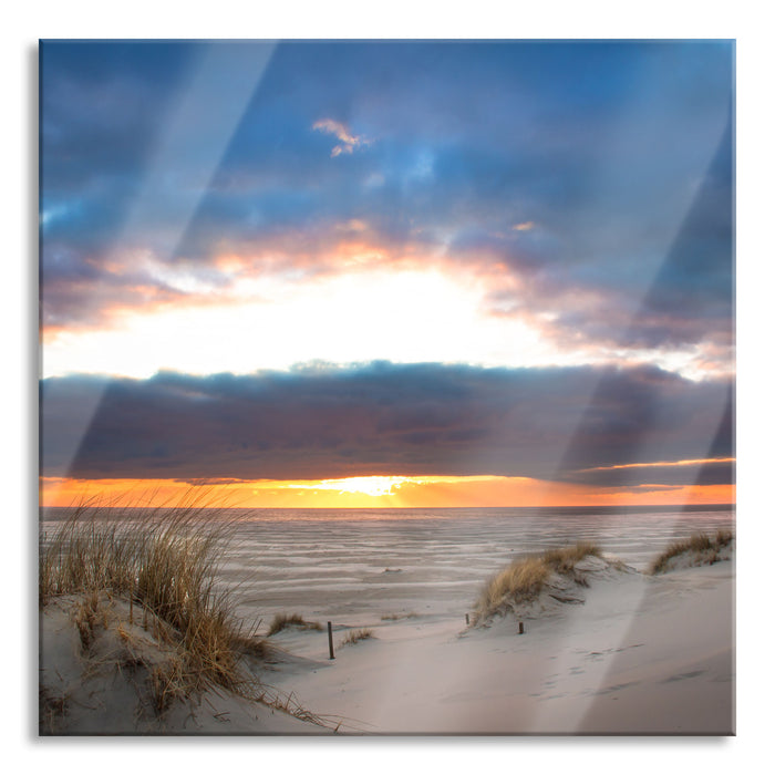 Pixxprint Sanddüne an der Nordsee, Glasbild Quadratisch