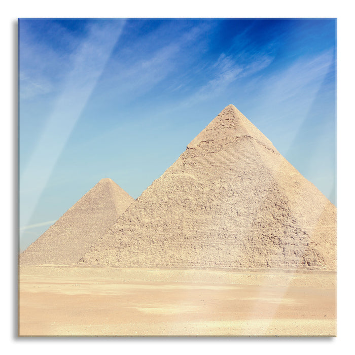 Pixxprint Beeindruckende Pyramiden von Gizeh, Glasbild Quadratisch