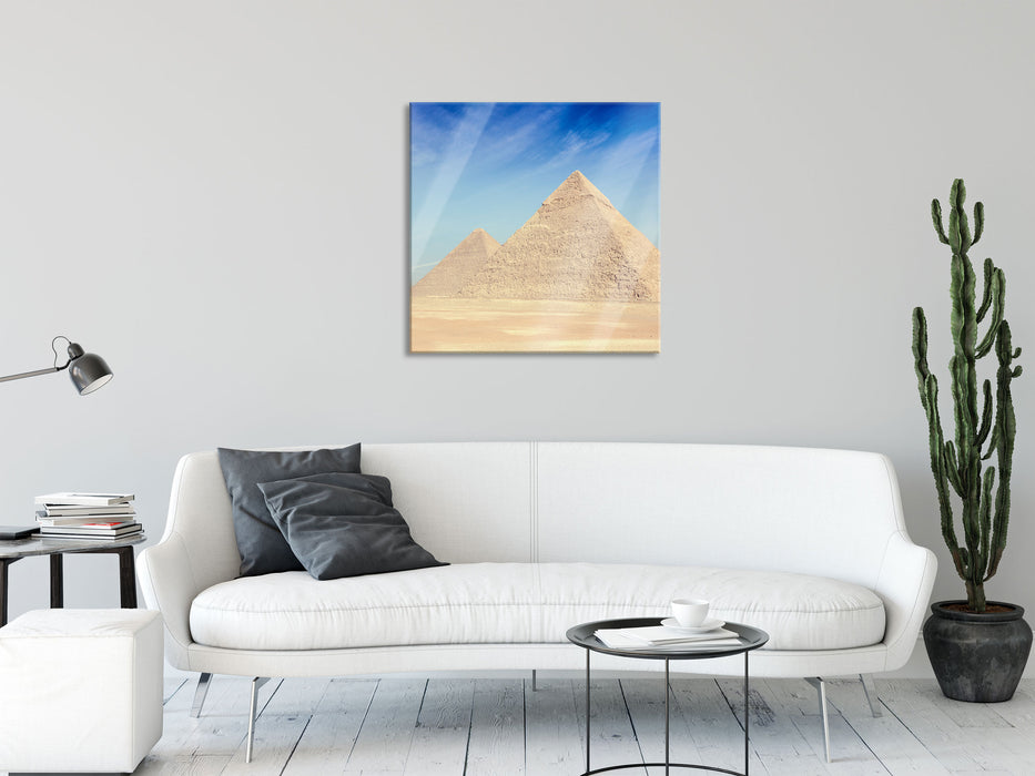 Beeindruckende Pyramiden von Gizeh, Glasbild Quadratisch