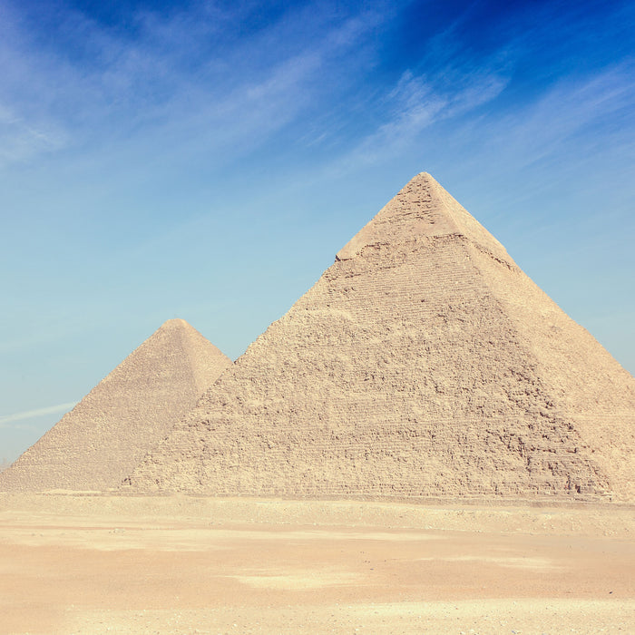 Beeindruckende Pyramiden von Gizeh, Glasbild Quadratisch