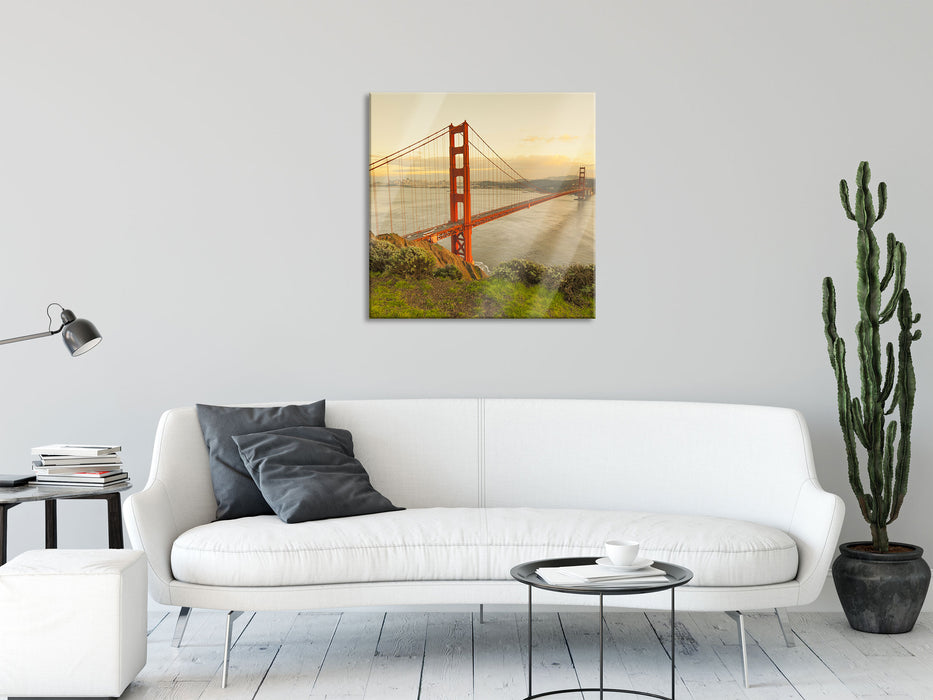 Prächtige Golden Gate Bridge, Glasbild Quadratisch