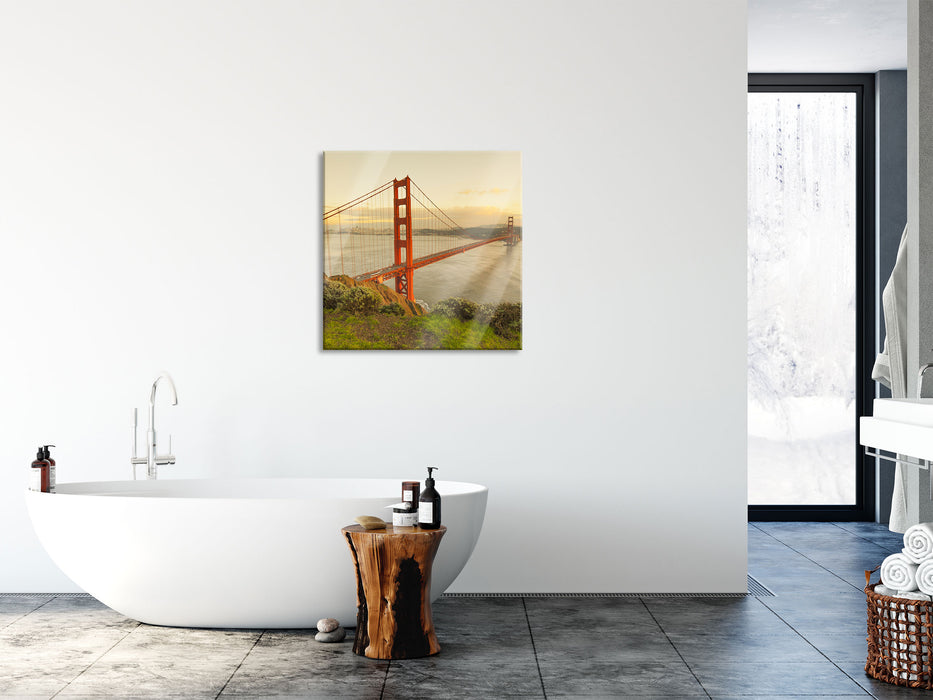 Prächtige Golden Gate Bridge, Glasbild Quadratisch