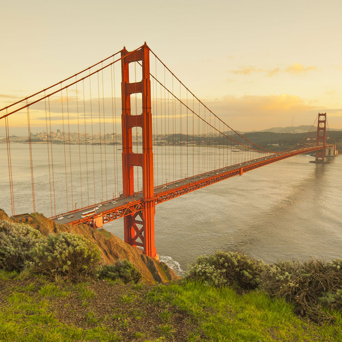 Prächtige Golden Gate Bridge, Glasbild Quadratisch