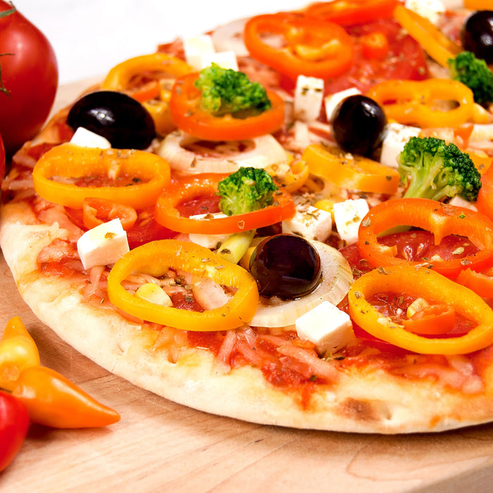 Köstliche Pizza aus Italien, Glasbild Quadratisch