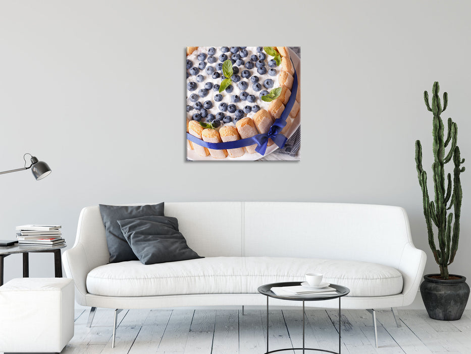 Köstliche Heidelbeertorte, Glasbild Quadratisch