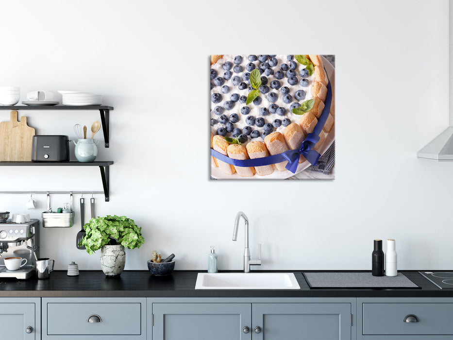 Köstliche Heidelbeertorte, Glasbild Quadratisch