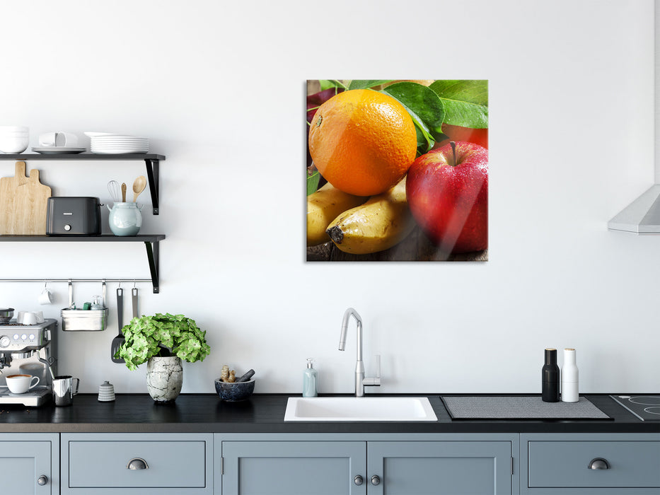 Frisches leckeres Obst, Glasbild Quadratisch