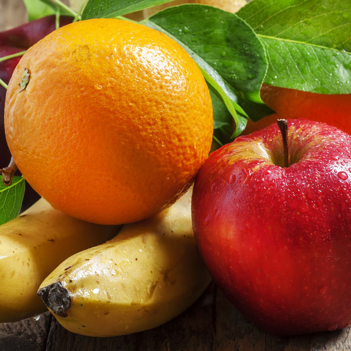 Frisches leckeres Obst, Glasbild Quadratisch