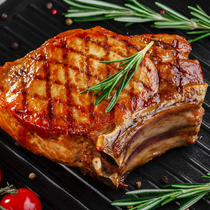 Rumpsteak mit Gewürzen, Glasbild Quadratisch