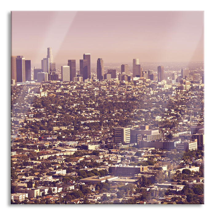 Pixxprint Skyline von Los Angeles, Glasbild Quadratisch