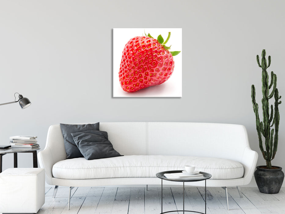 Leckere Erdbeere, Glasbild Quadratisch