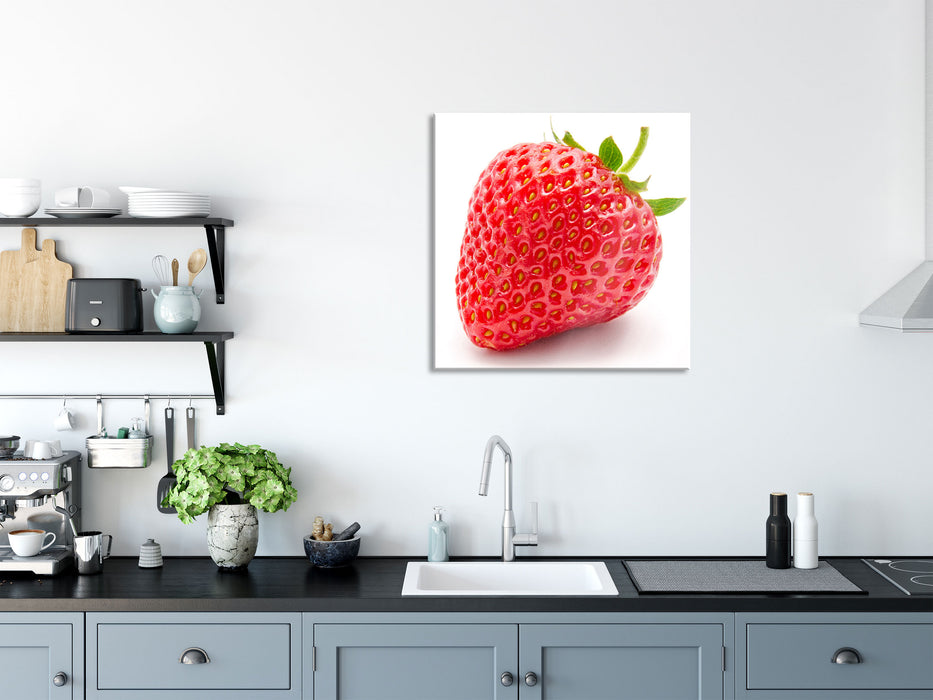 Leckere Erdbeere, Glasbild Quadratisch