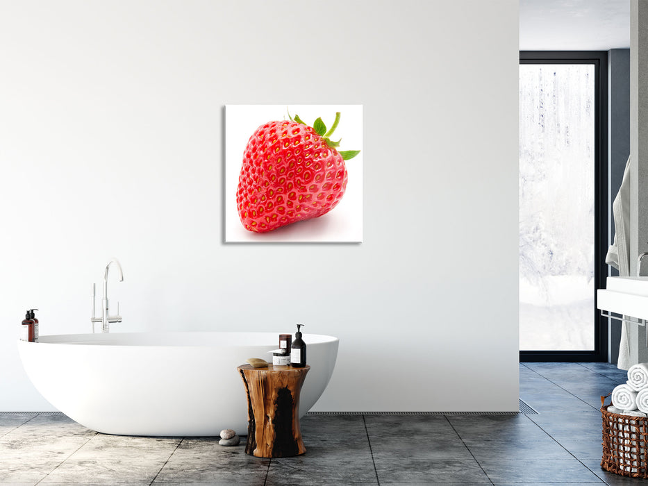 Leckere Erdbeere, Glasbild Quadratisch