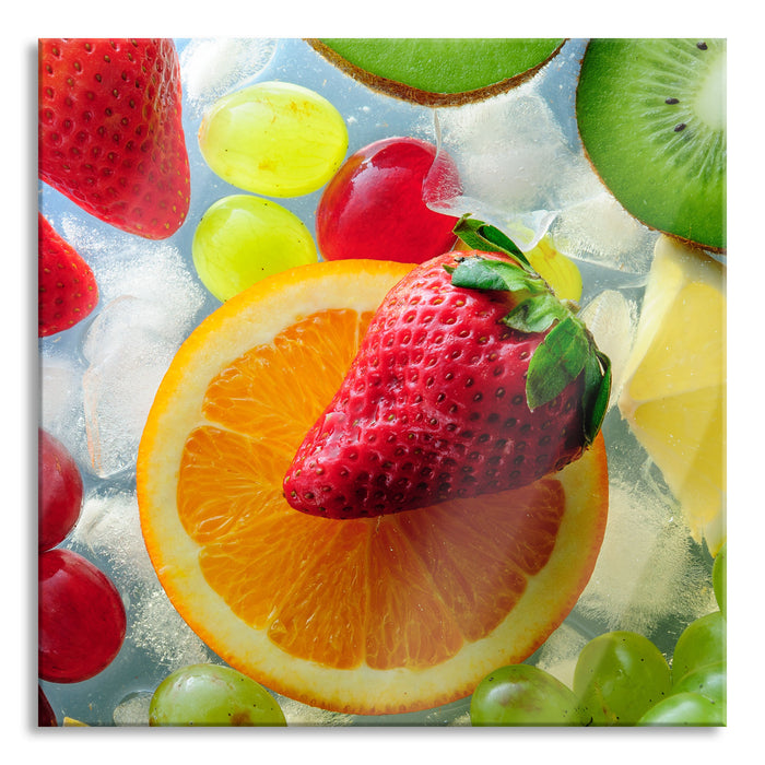 Pixxprint Leckeres buntes Obst, Glasbild Quadratisch