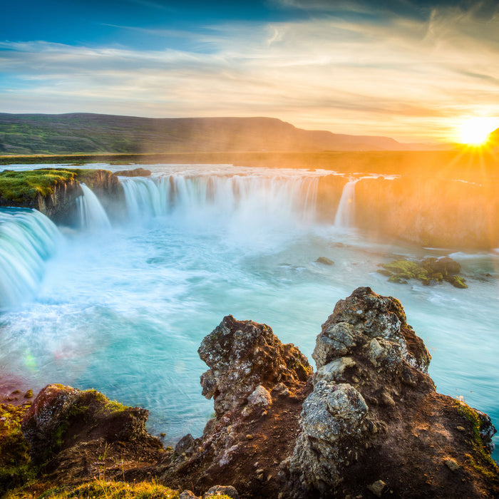 Wasserfall, Glasbild Quadratisch