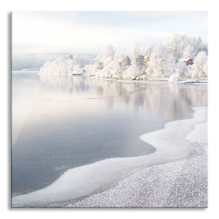 Pixxprint Atemberaubende Winterlandschaft, Glasbild Quadratisch