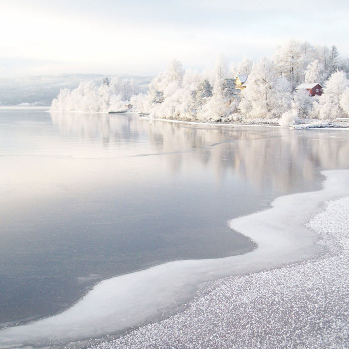 Atemberaubende Winterlandschaft, Glasbild Quadratisch