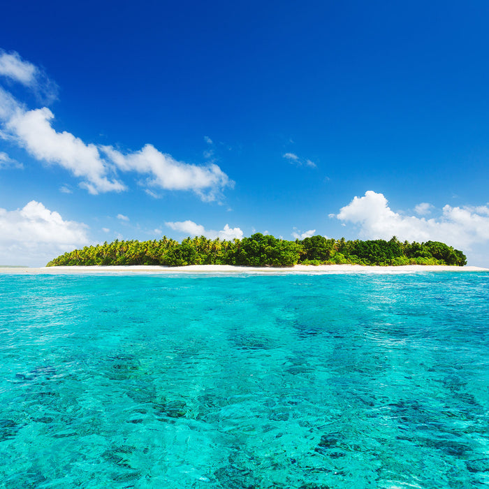 Traumhafte Insel, Glasbild Quadratisch