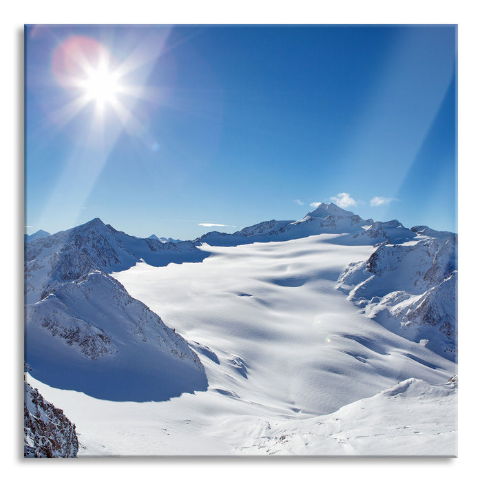 Pixxprint Atemberaubende Winterlandschaft, Glasbild Quadratisch