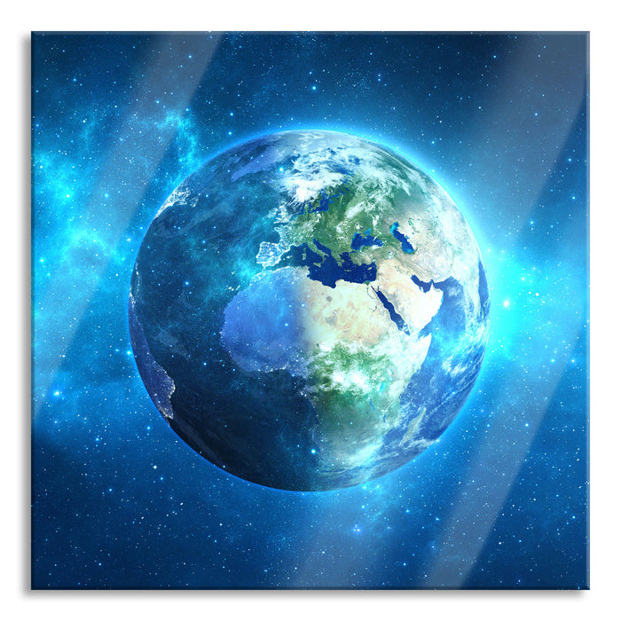 Pixxprint Erde im Universum, Glasbild Quadratisch
