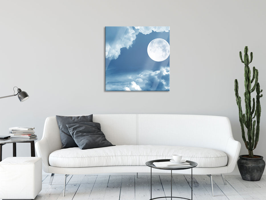 Vollmond, Glasbild Quadratisch