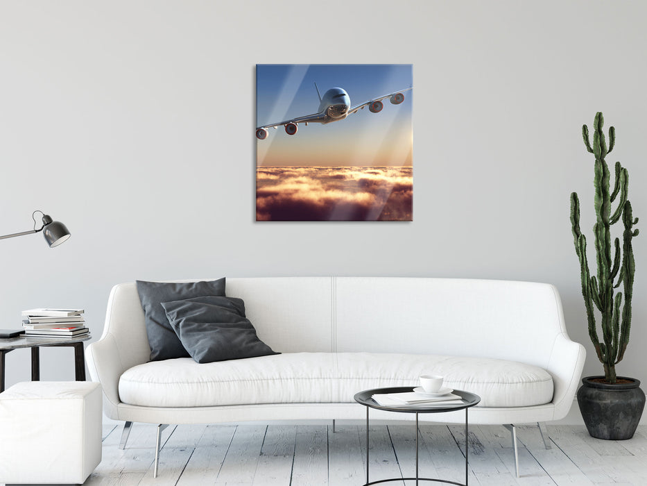 Flugzeug, Glasbild Quadratisch