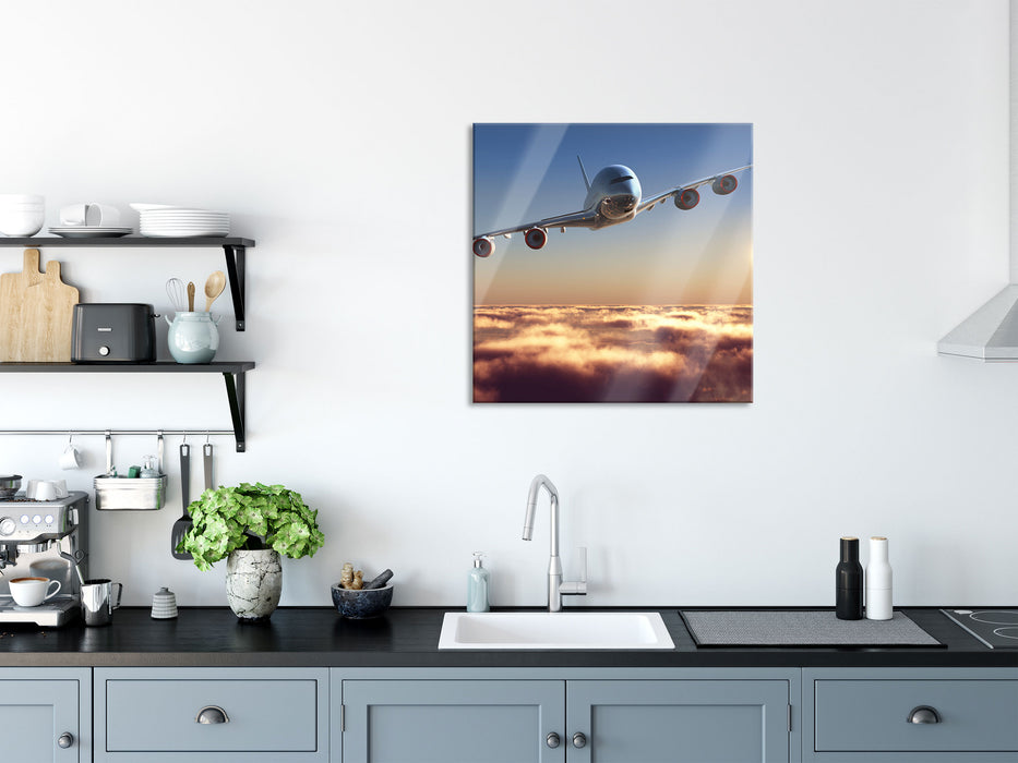 Flugzeug, Glasbild Quadratisch